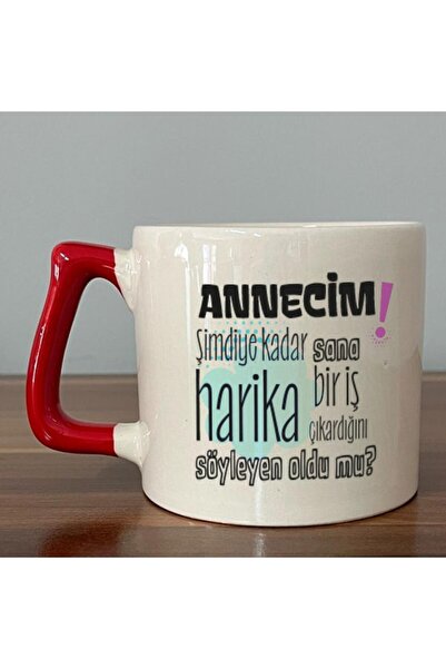 Kırtasiye Ofisi My Mother Ever Great to You Printed Red Handled D Mug