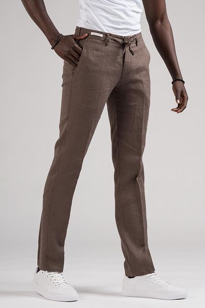 Ecer Raw Linen Jogger Pants - 100% Linen, Slimfit, Elastic Waist and Thread