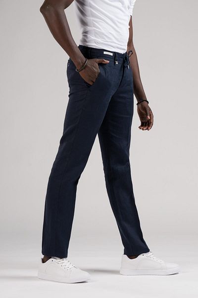 Ecer Raw Linen Jogger Pants - 100% Linen, Slimfit, Elastic Waist and Thread