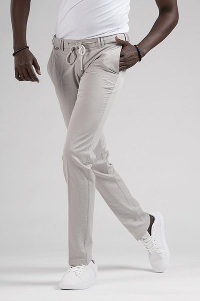 Ecer Summer Slimfit Seersucker - Half Elastic Jogger Pants