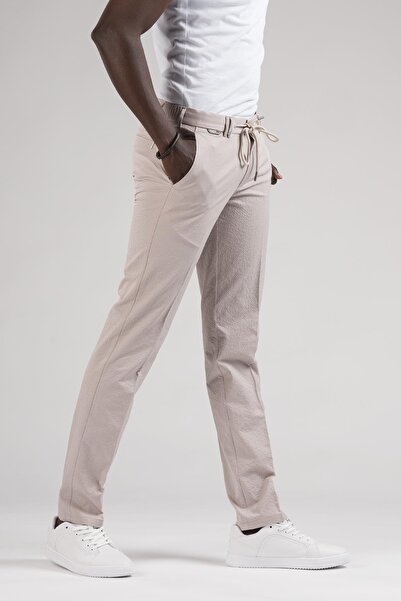 Ecer Καλοκαιρινό ύφασμα Slimfit Seersucker - Half Elastic Jogger Παντελόνι