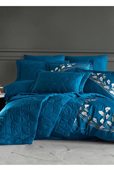 Dantela طقم غطاء لحاف ومفرش سرير مطرز بنزين كالا