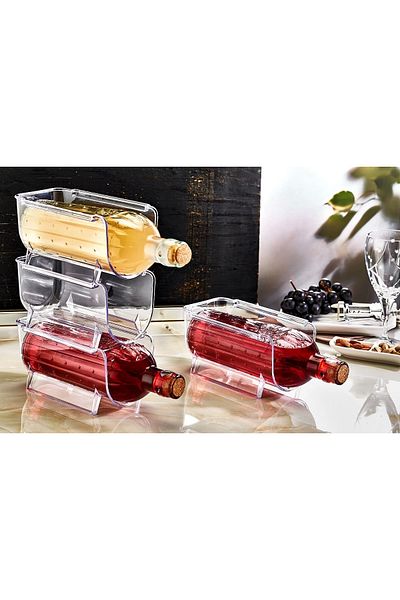 Ecolux Layer Stackable Transparent Bottle Organizer Beverage Organizer 3 Pieces