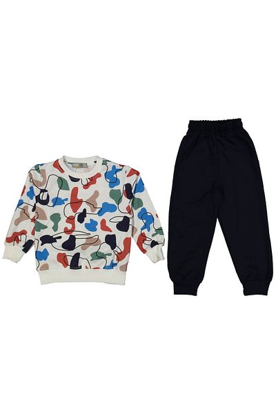 EXTRAÇARŞI 2/11 Years Old Figure Printed Bottom Top Boy 2 Thread Tracksuit Set