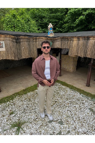 UTTBASİC Kahve Oversize Gömlek