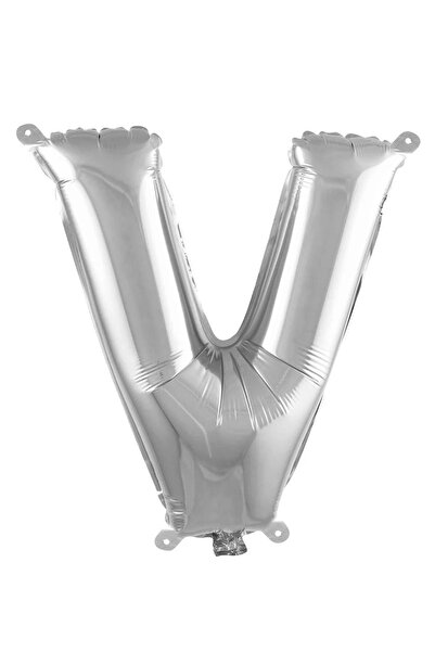 Patladı Gitti 16 بوصة 36 سم حرف V بالون فضي