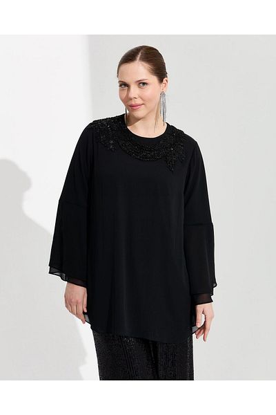 FUAT GÜRSEN Lined Bead Embroidered Chiffon Tunic