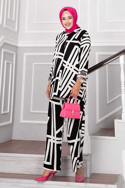 EBRUTESETTÜR Black Double Set - Stripe Detailed