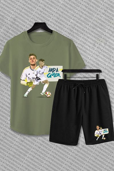 aynewmoda Set tricou și pantaloni scurți cu imprimeu Smiley