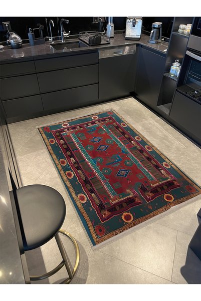 Rugs Modern Halı Covor Mira Vintage verde, țesut cu motive tradiționale, cu b...