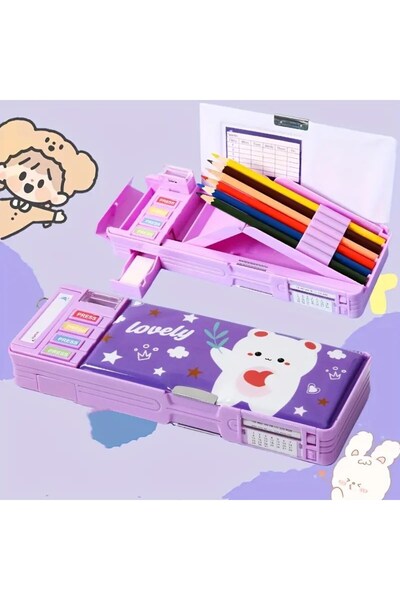 TEKNO İSTANBUL Çift Taraftan Açılır Çok Fonksiyonlu Kırtasiye Kutusu