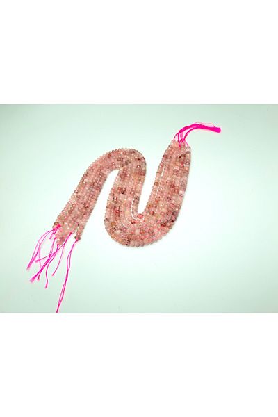 Yüksel Boncuk 4x6 mm Facet Cut - Strawberry and Rose Quartz Natural Stone String