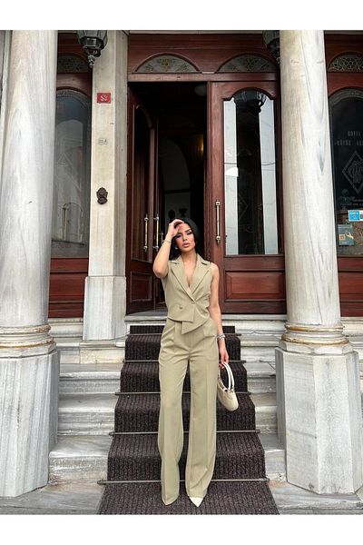 Bella Breeze Asymmetric Cut Women's Vest and Palazzo Pants Set