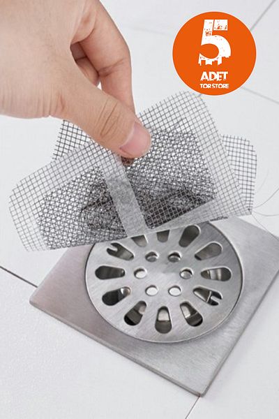 Tor Store Set de 5 strecurătoare pentru baie și balcon - perdea din tul, strecurătoare de scurgere și kit de reparații (10x10 cm)