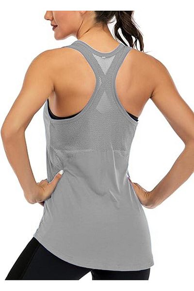 GHASSY CO. Ghassy Co. Women's Racerback Back Open Semi Mesh Training Yoga Running Sports Athlete Tank Tops 1780