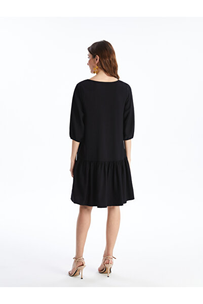 LC Waikiki Dámské šaty - výstřih do V, pevný balónový rukáv