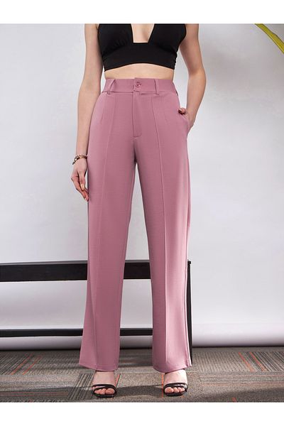 Sassafras By Styli Front Darted Knitted Straight Pants