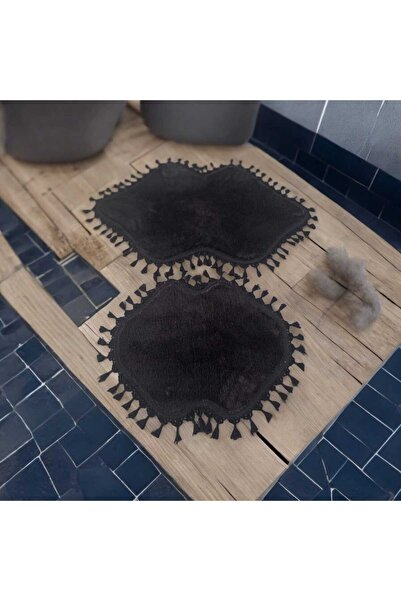 ALTUN CARPET Σετ 2 βελούδινα πομπόν με κρόσσια πατάκια μπάνιου - 40x50+50x80