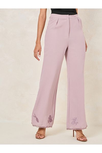 Styli Embroidery Detail Straight Fit Pants