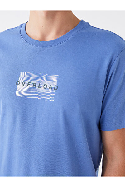 LC Waikiki Pánské triko z česané bavlny s potiskem – výstřih, krátký rukáv