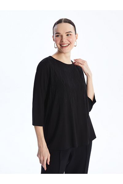 LC Waikiki Embroidery Detailed Crew Neck Women's Blouse