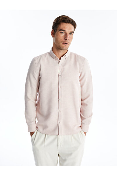 LC Waikiki Men's Shirt - Slim Fit, Long Sleeve, Dobby
