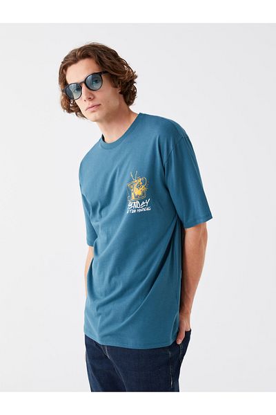 LC Waikiki Tricou pentru bărbați din bumbac pieptănat cu mânecă scurtă cu decolteu