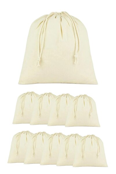 Göcen Ambalaj Çanta 30x35 10 Adet Ham bez Büzgülü Kese Saklama Keseleri Düzenleyici kese Bavul İçi Organizer Bez Torba