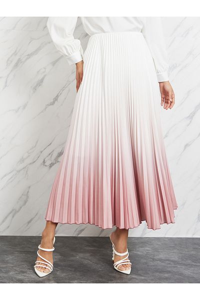 Styli Ombre Pleated Maxi Skirt