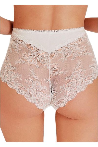 JENSCA Ψηλόμεσο εσώρουχο εκρού δαντέλα - Magic Form Lilac Fabric 589
