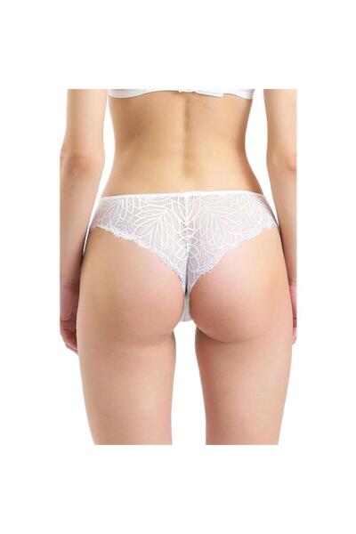 JENSCA Тканинна білизна з мереживом та камінцями Magic Form Екрю Трусики - 486