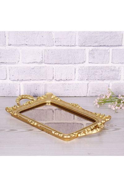 Selim Gold Color Linas Mirrored Tray