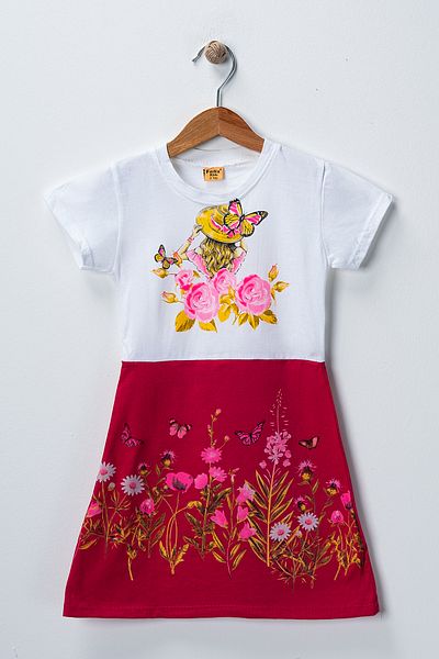 BUUFUU Rochie pentru fete cu mânecă scurtă cu imprimeu floral - Cumpărați o mărime mai mare