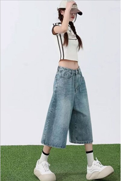 DEEFWEAR Y2K Yıkamalı BAGGY Unisex Denim Şort Bermuda