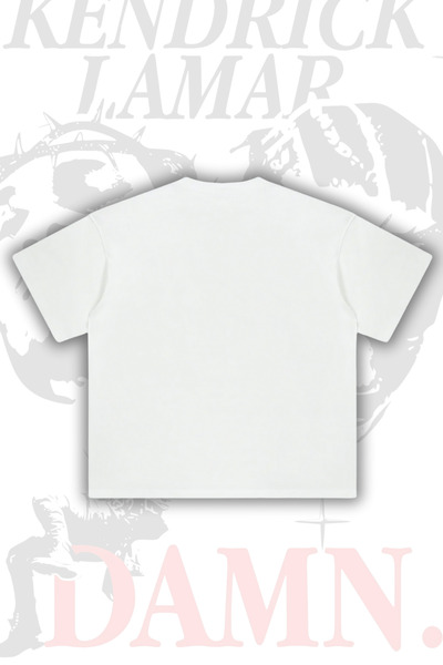 Astranova Kendrick Lamar Damn Printed Oversize Unisex White T-shirt