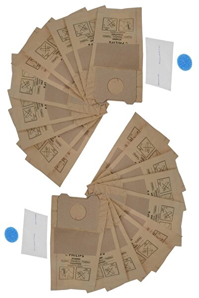 Marketto Philips Triathlon 1400 Süpürge Kağıt Toz Torbası 20 Adet +4li Micro Filtre