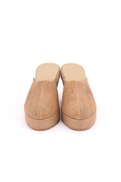 Star Tombis Straw Linen Sabo Slippers - Real Handmade, Platform and Closed Toe Handmade