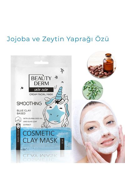 BEAUTY DERM Blue Clay Face Mask - Straightening Effect, Jojoba and Olive Oil 12ml Gel