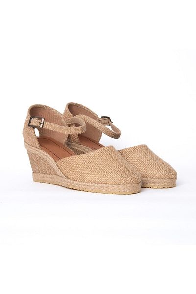 Star Tombis Espadrile din in lucrate manual - Toc pană, lucrată manual din paie