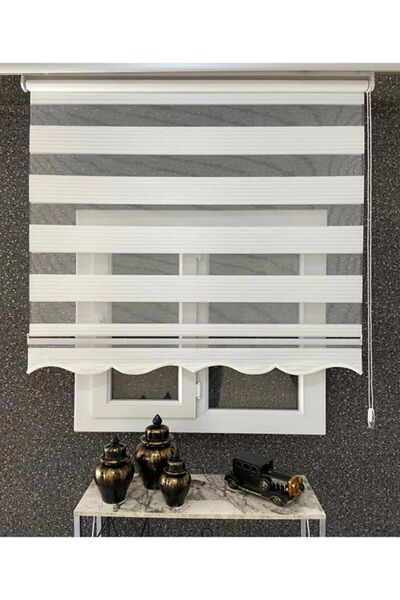 NetworkAvm Ekru Geniş Pliseli Zebra Stor Perde Eteği Dilimli (alüminyum Kasa+...