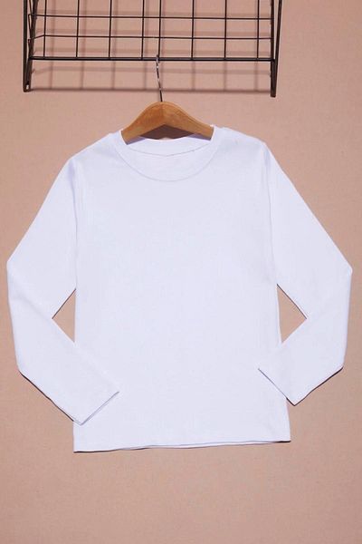 PANİO KİDS Hanorac alb unisex cu mânecă lungă, uni, cu gâtul 0