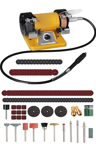 MOONSHOP Mini Çok Fonksiyonlu  Zımpara Bileme Taş Motoru (105 Parça Gravür Se...