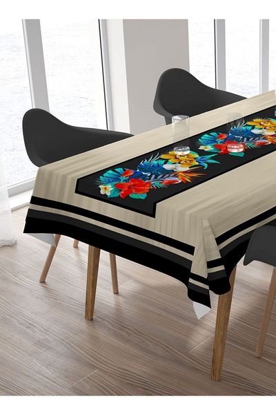 Ardizayn Model de flori Runner, imprimat digital, față de masă din țesătură din catifea