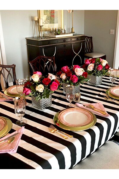 Ardizayn Сучасна чорно-біла, цифрова друкована, бездоганна тканинна скатертина