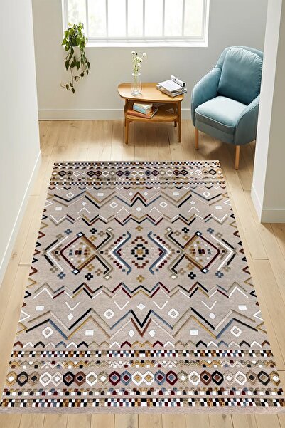 YTR HOME Dijital Baskı Yıkanabilir Kaymaz Taban Dekoratif Salon Mutfak Halısı...