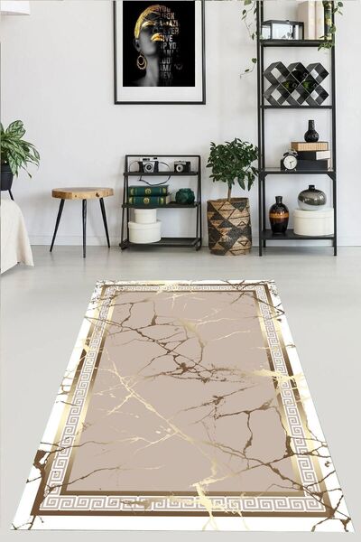 YTR HOME Dijital Baskı Yıkanabilir Kaymaz Taban Dekoratif Salon Mutfak Halısı...