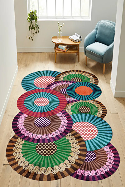 YTR HOME Dijital Baskı Yıkanabilir Kaymaz Taban Dekoratif Salon Mutfak Halısı...