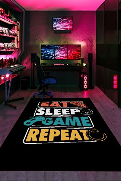 YTR HOME Dijital Baskı Yıkanabilir Kaymaz Taban Gamer Halısı Genç Odası Oyunc...
