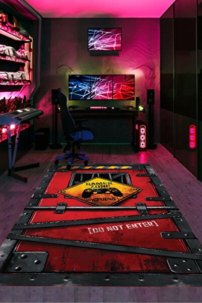 YTR HOME Dijital Baskı Yıkanabilir Kaymaz Taban Gamer Halısı Genç Odası Oyunc...