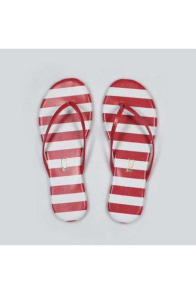 Tkees Tk-2212 Classic Red and White Line Patterned Flip Flops